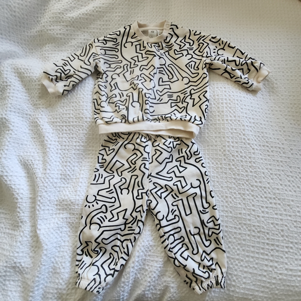 H&M Keith Haring Collab Jogger Set - Size 9M